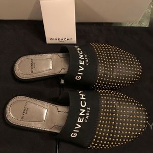 Givenchy Black Bedford Mule Studded Gold Slides